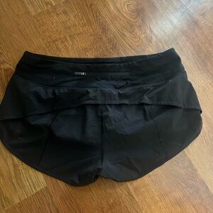 Lululemon Athletica Black Athletic Shorts with Ruffled Design